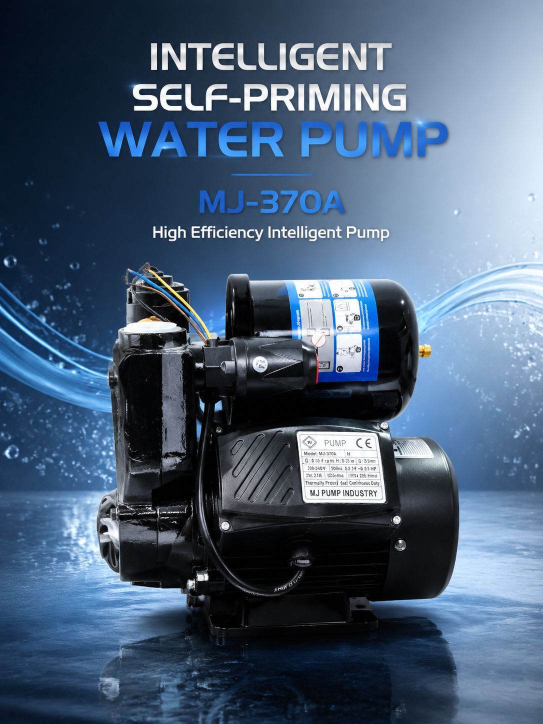 پمپ آب نیم اسب خود مکش هوشمند ام جی MJ PUMP مدل 370A
