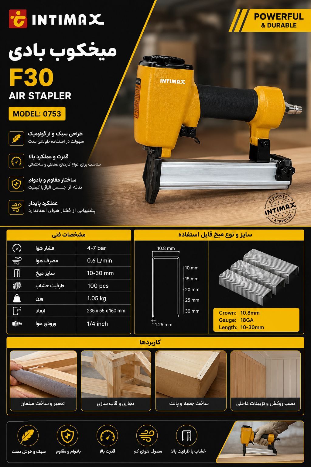 میخکوب بادی F30 اینتیمکس INTIMAX مدل 0753